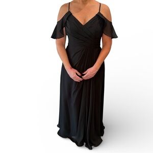 Azazie Elegant Black Cold-Shoulder Maxi Dress Dakota Style